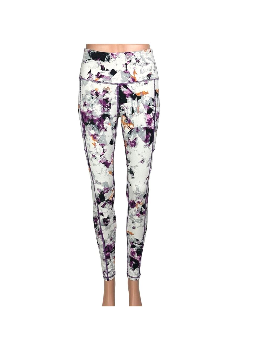 IUGA Pockets Printed Crystal Purple Abstract Print Pocket Yoga Leggings Size S